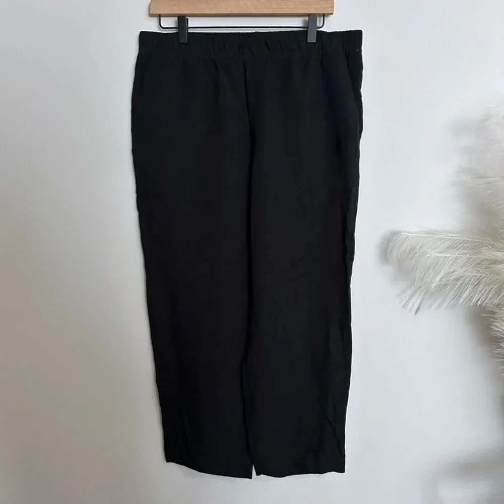 H&M Black Linen-blend Tapered Pants